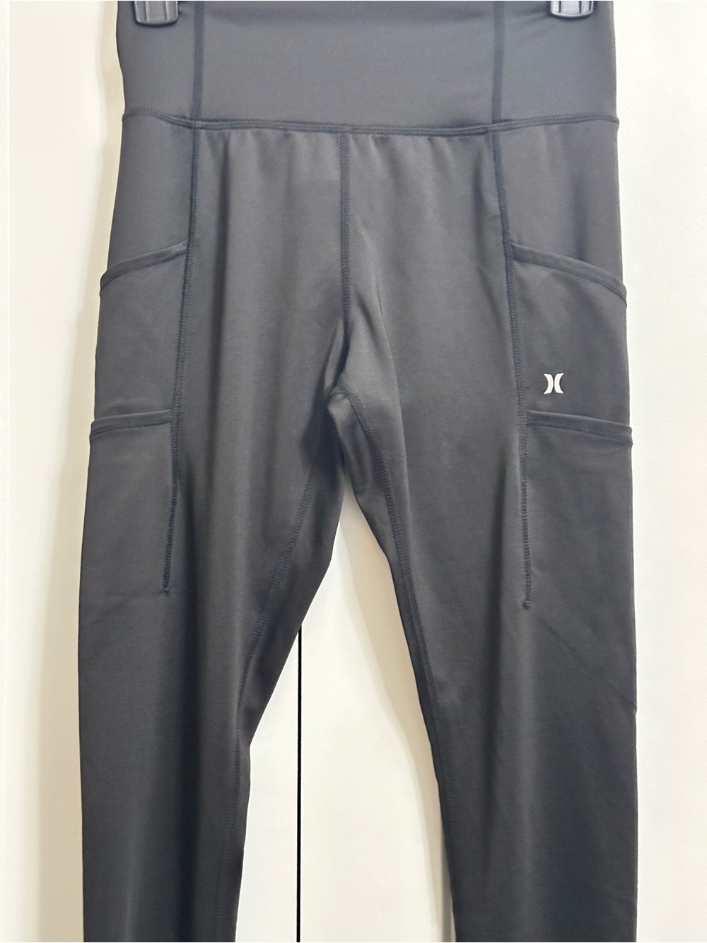 Hurley High Waisted Leggings Black with Pockets Size S Activewear Yoga (0135)